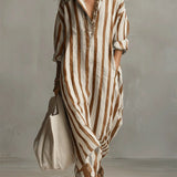 SUMMERBREEZE™ Triibuline Naiste Maxi Kleit