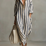 SUMMERBREEZE™ Triibuline Naiste Maxi Kleit