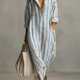 SUMMERBREEZE™ Triibuline Naiste Maxi Kleit