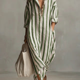 SUMMERBREEZE™ Triibuline Naiste Maxi Kleit